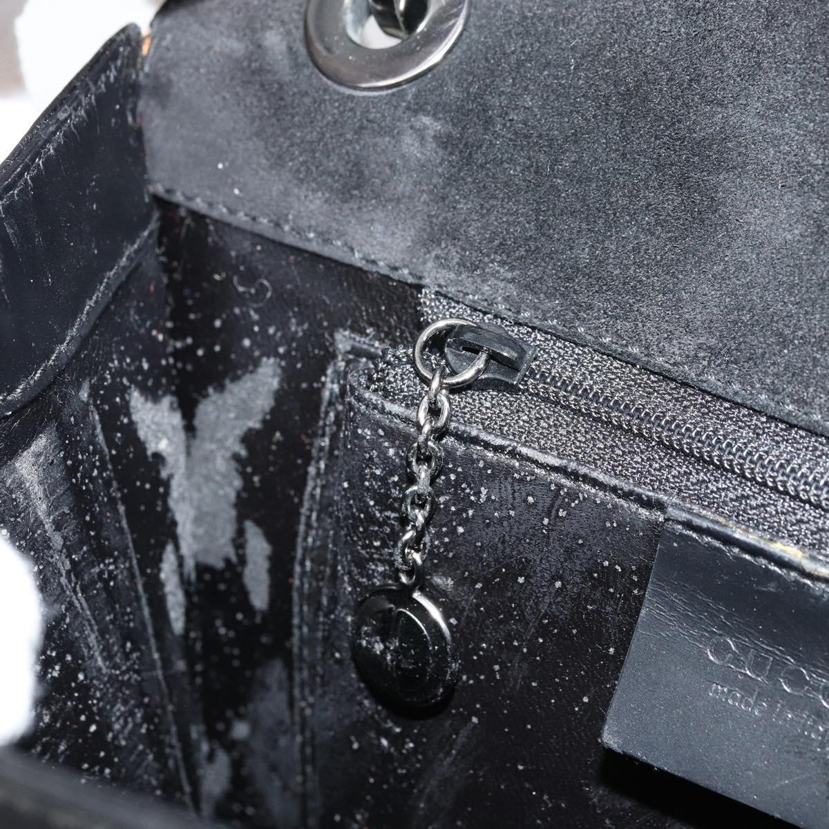 GUCCI Hand Bag Leather Black Silver 007 2002 Auth 176212
