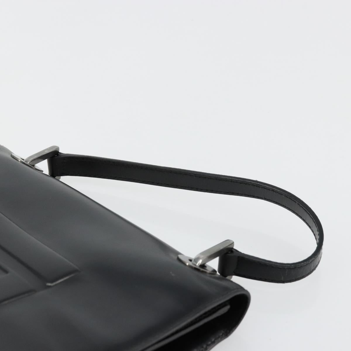 GUCCI Hand Bag Leather Black Silver 007 2002 Auth 176212