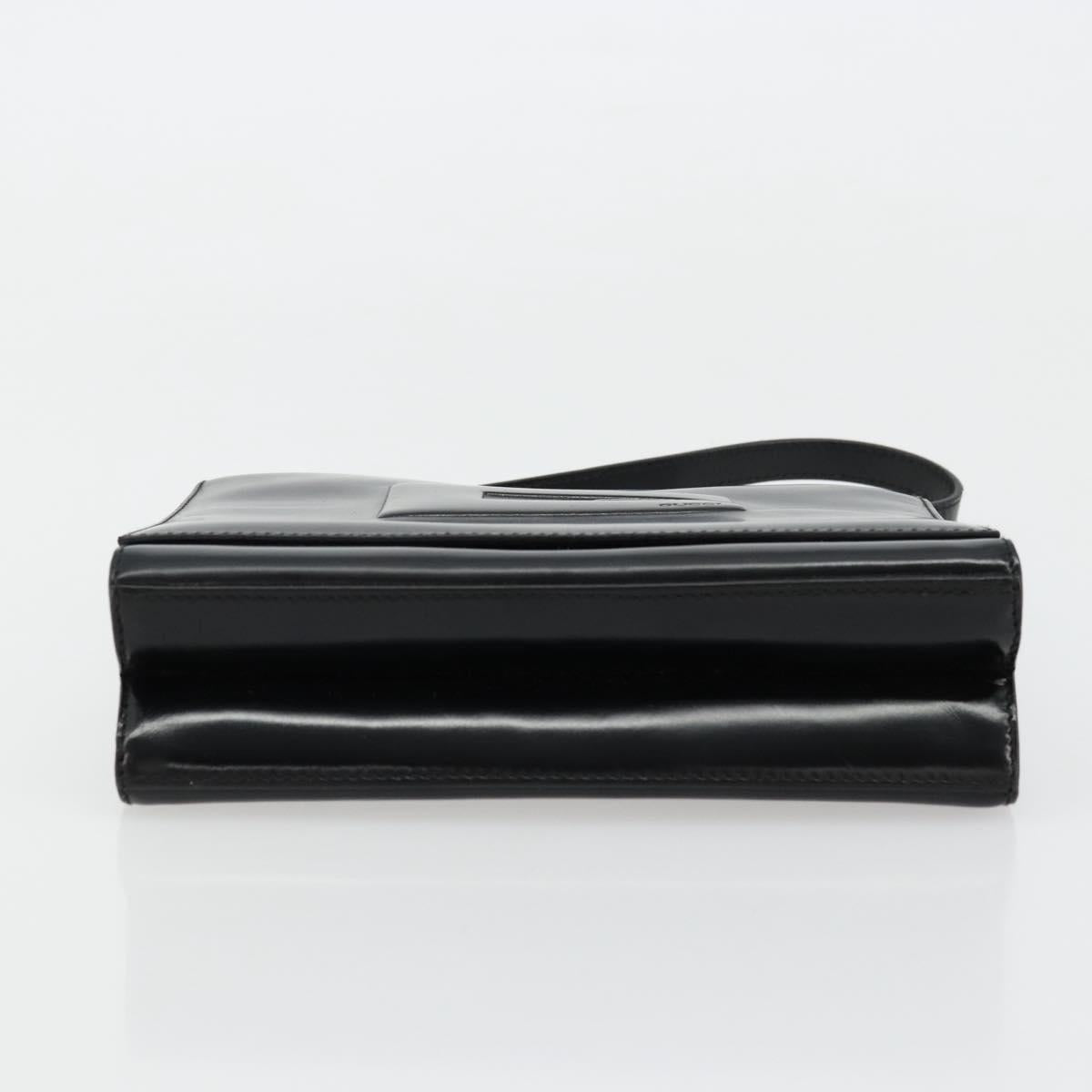 GUCCI Hand Bag Leather Black Silver 007 2002 Auth 176212