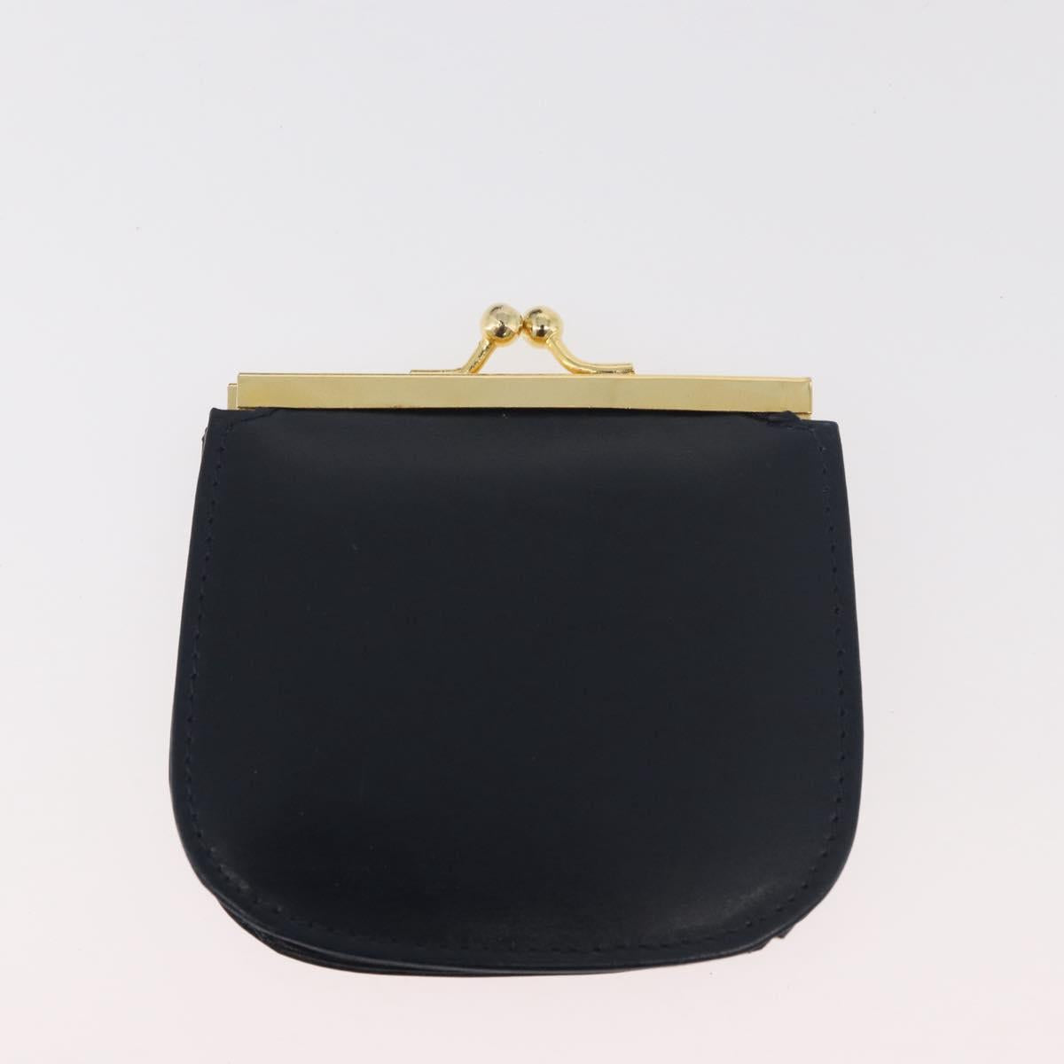 GUCCI Hand Bag Leather Navy Gold Auth 176213