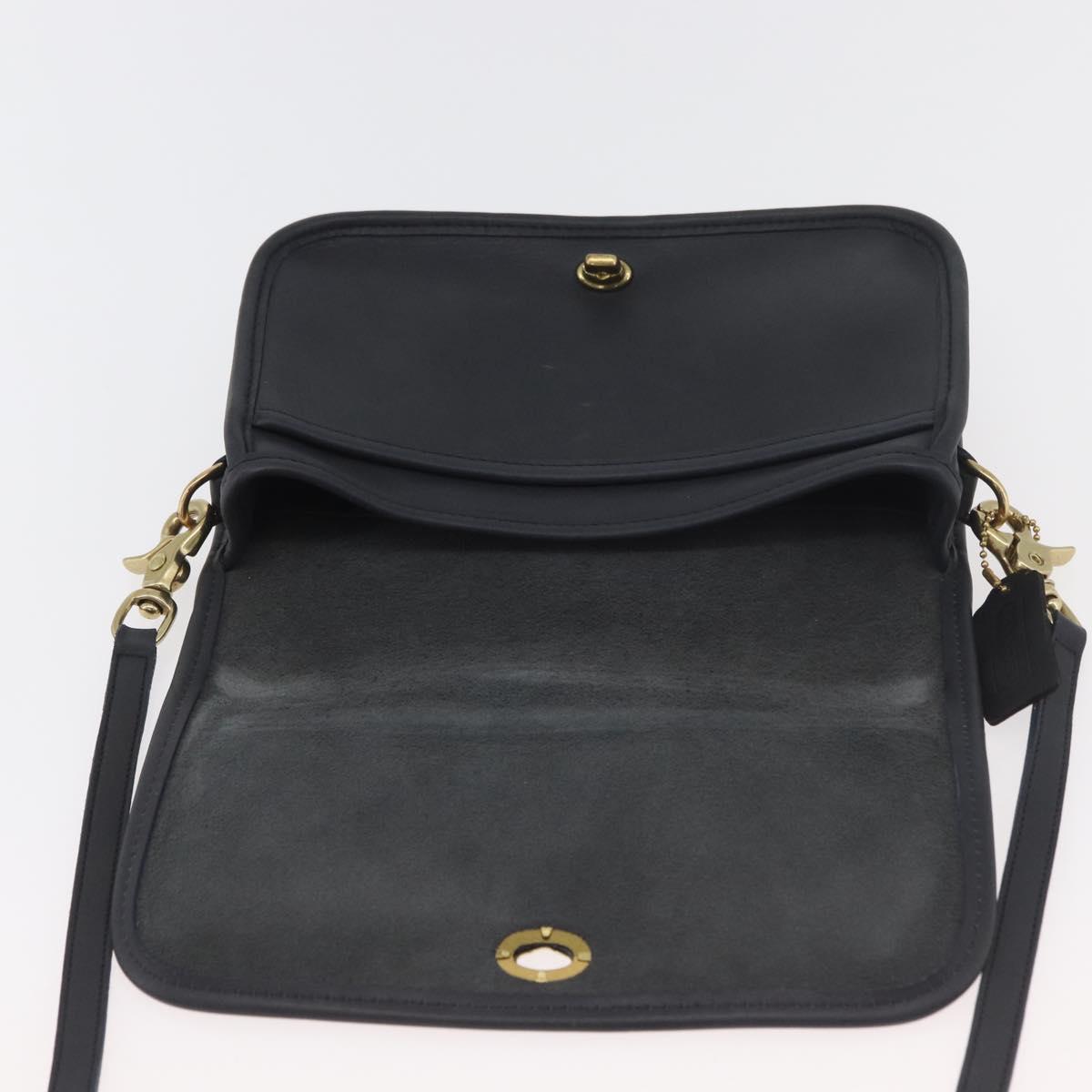 Coach Shoulder Bag Leather Black Gold Auth 176214A