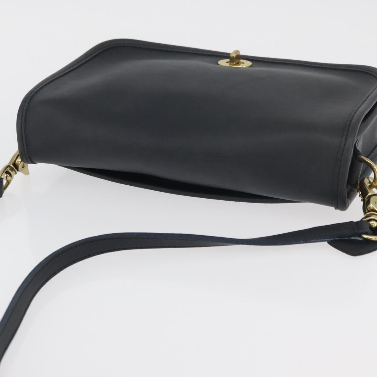 Coach Shoulder Bag Leather Black Gold Auth 176214A
