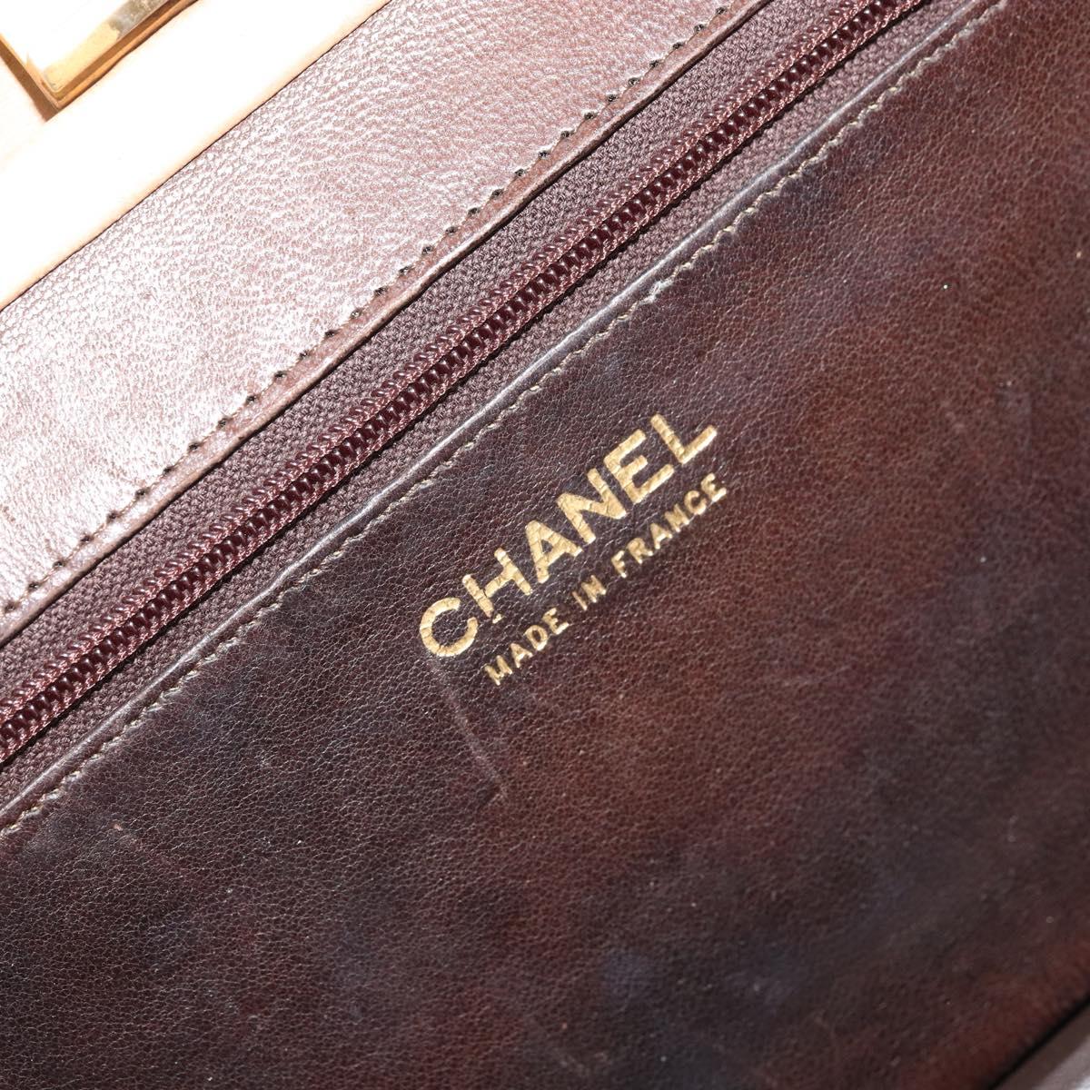 CHANEL Matelasse Chain Shoulder Bag Lamb Skin Beige Gold CC Auth 176218
