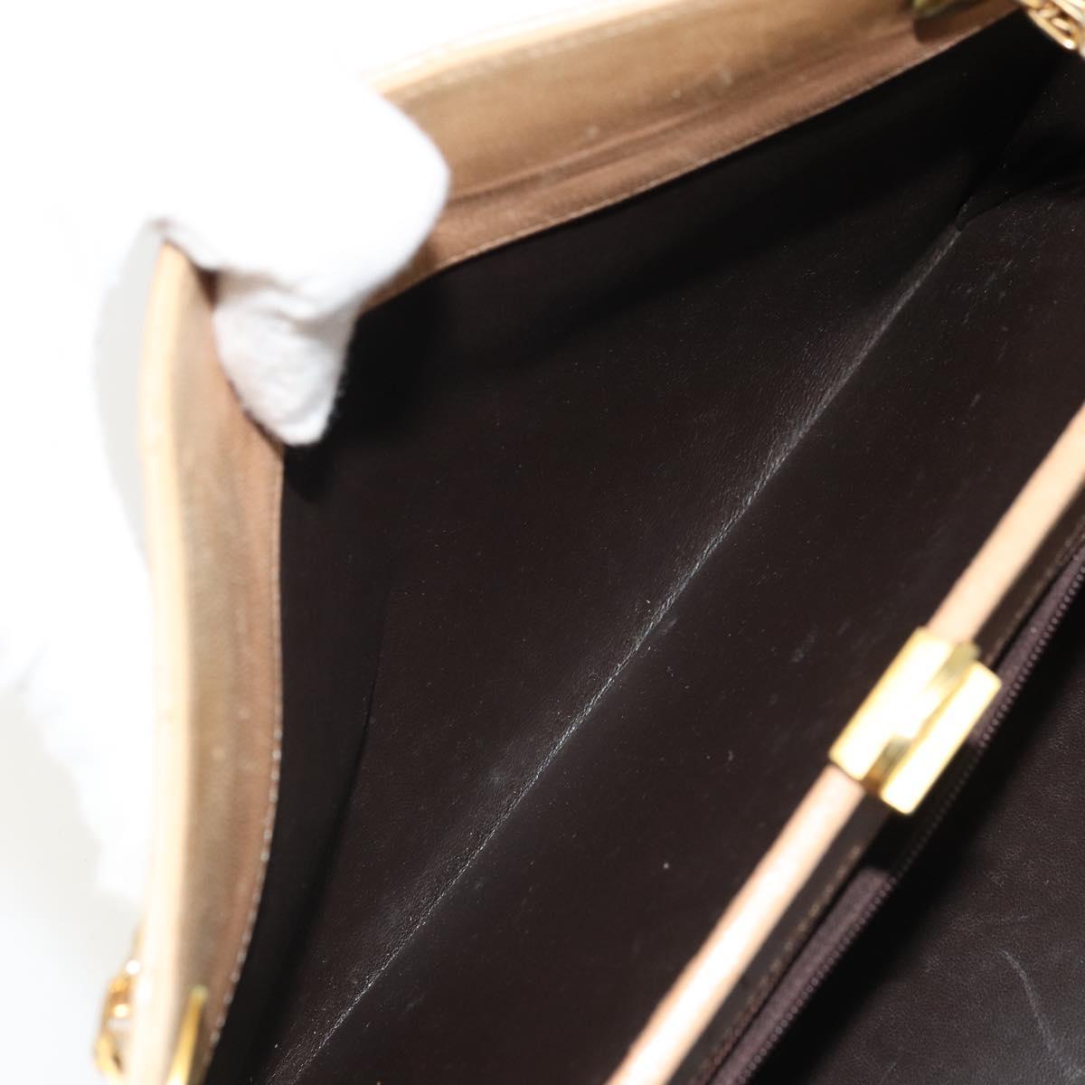 CHANEL Matelasse Chain Shoulder Bag Lamb Skin Beige Gold CC Auth 176218