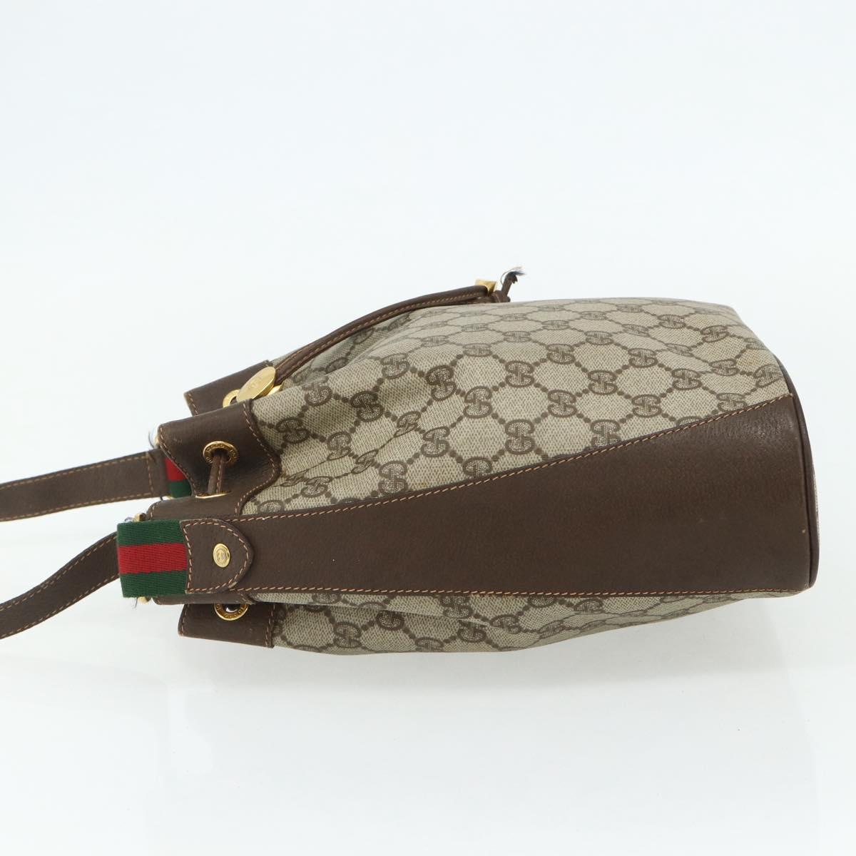 GUCCI GG Supreme Drawstring Bag Web Sherry Line PVC Beige 164 02 034 Auth 176220