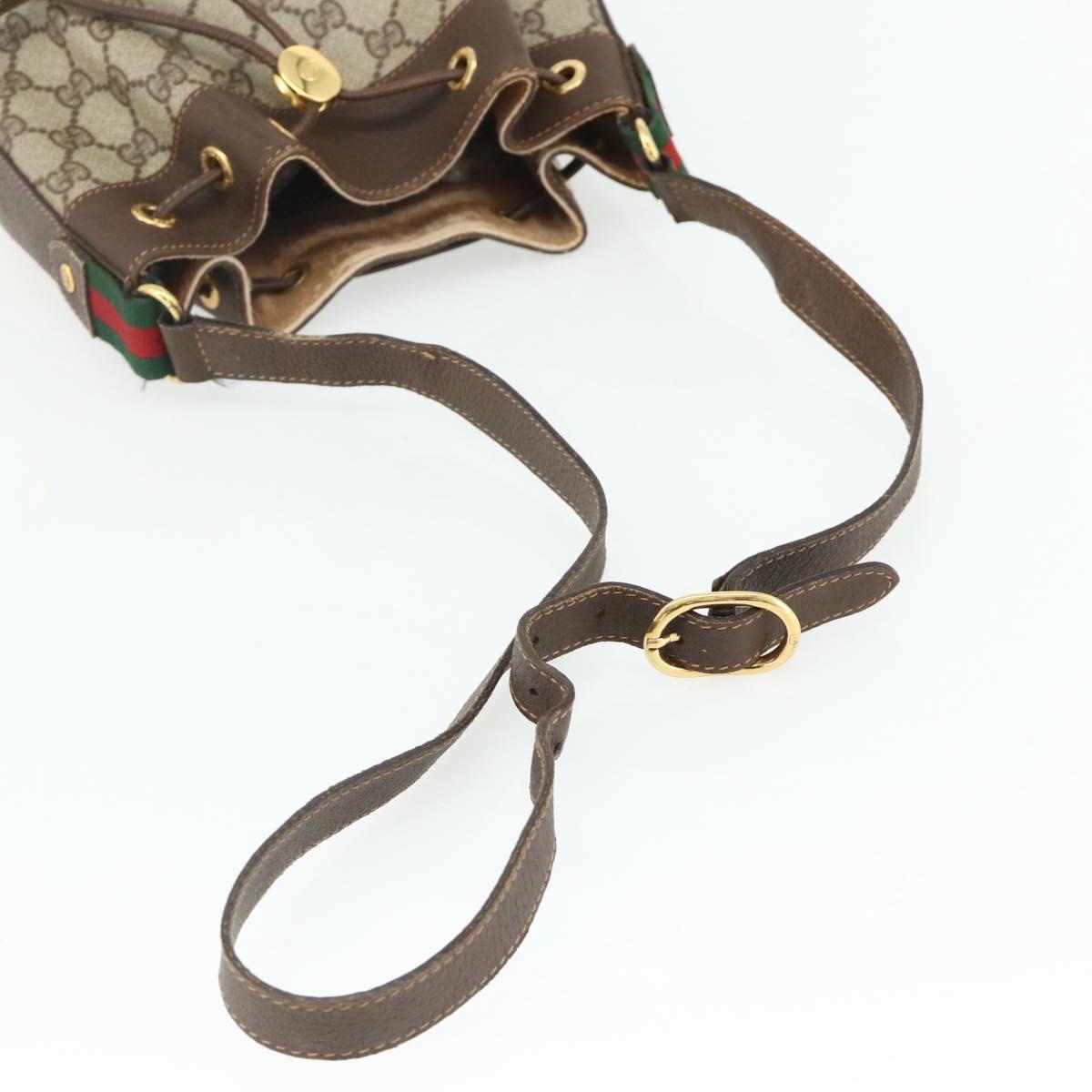 GUCCI GG Supreme Drawstring Bag Web Sherry Line PVC Beige 164 02 034 Auth 176220