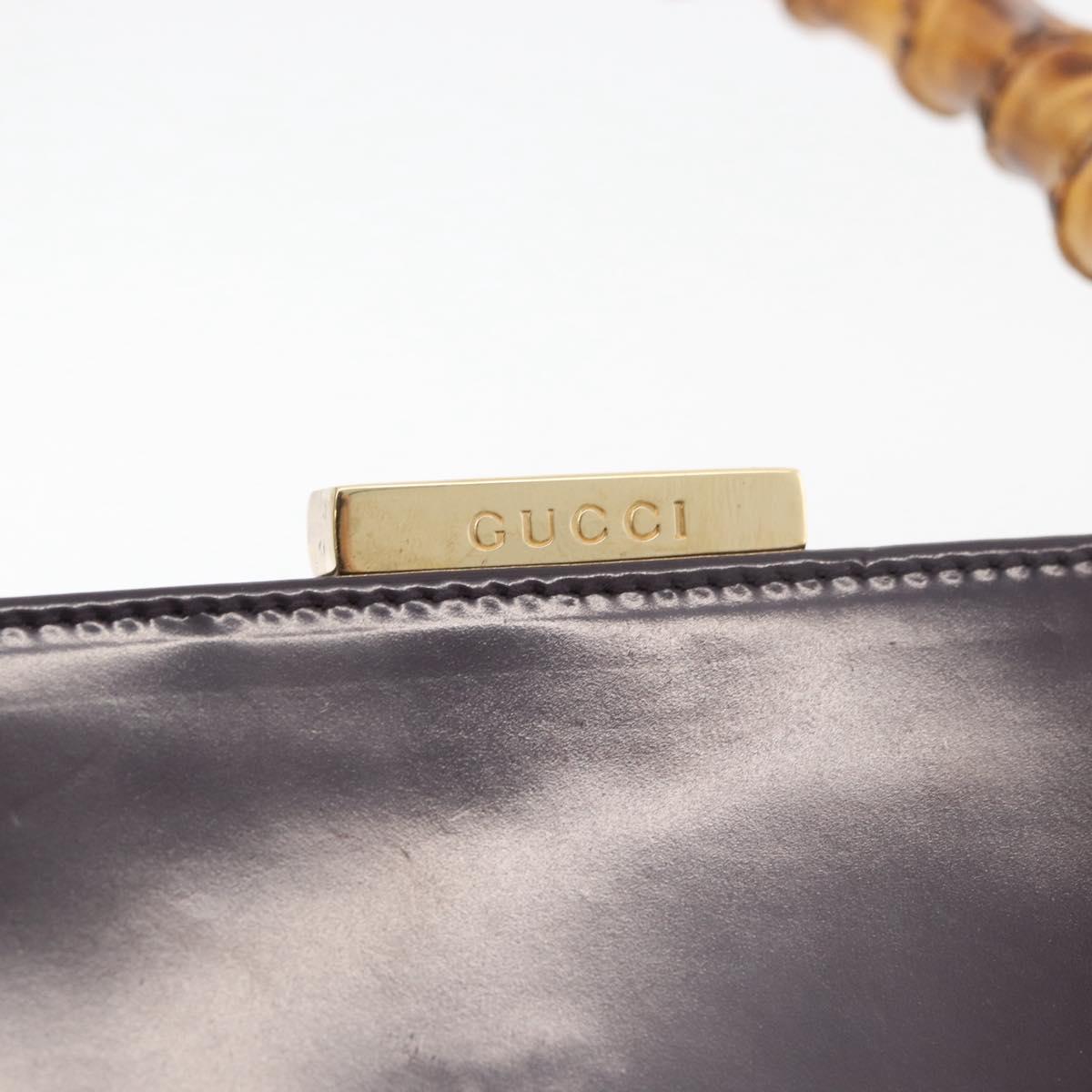 GUCCI Bamboo Hand Bag patent Bordeaux Gold 000 4781 0295 Auth 176222