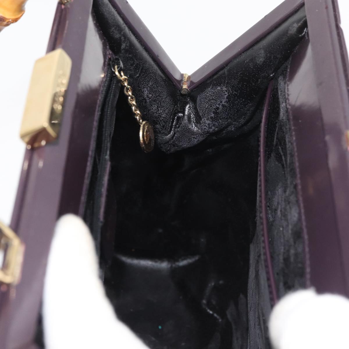 GUCCI Bamboo Hand Bag patent Bordeaux Gold 000 4781 0295 Auth 176222