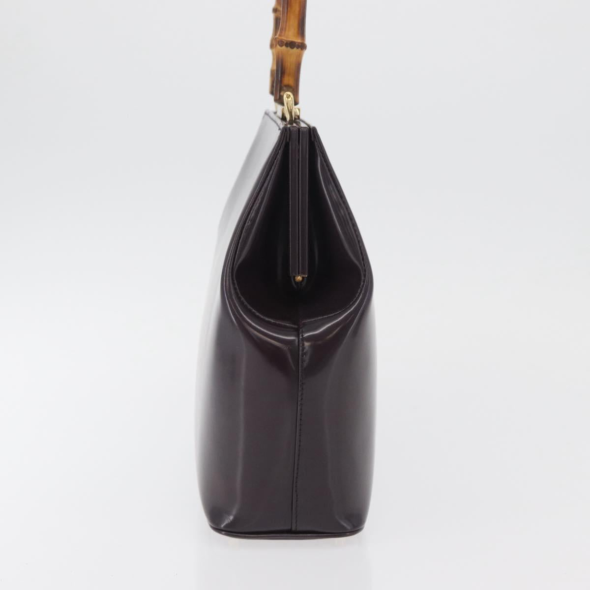 GUCCI Bamboo Hand Bag patent Bordeaux Gold 000 4781 0295 Auth 176222