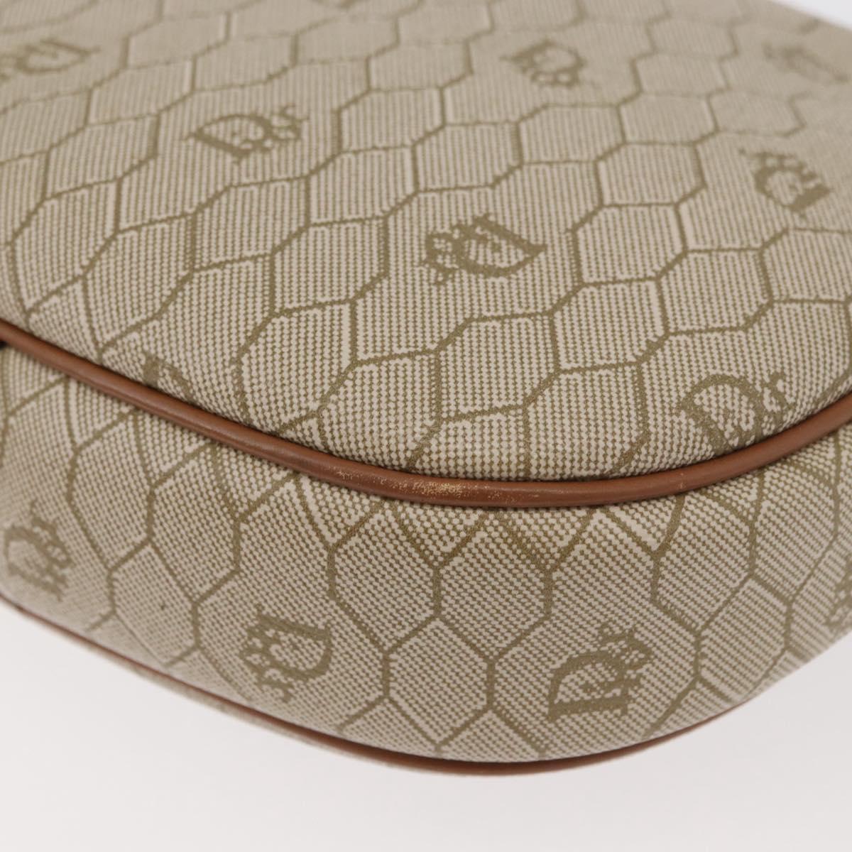 Christian Dior Honeycomb Canvas Chain Shoulder Bag PVC Beige Gold Auth 176223A