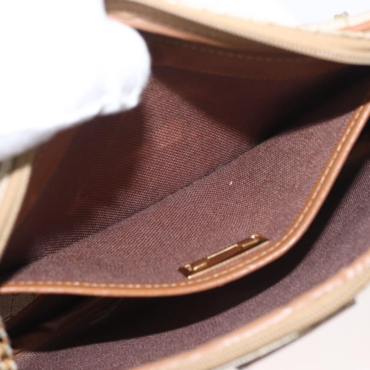 Christian Dior Honeycomb Canvas Chain Shoulder Bag PVC Beige Gold Auth 176223A
