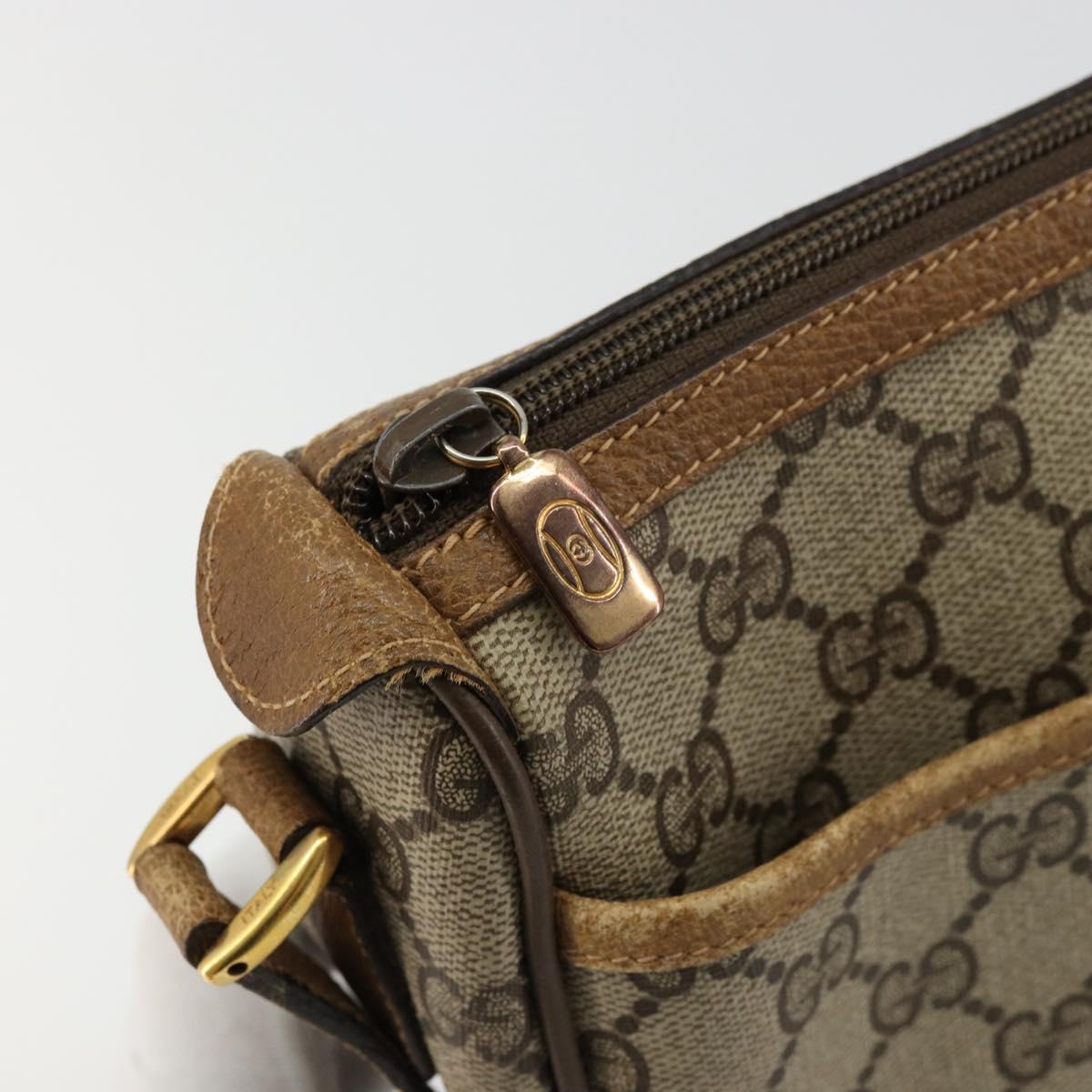 GUCCI GG Supreme Web Sherry Line Bag PVC Beige Gold 89 02 032 Auth 176224