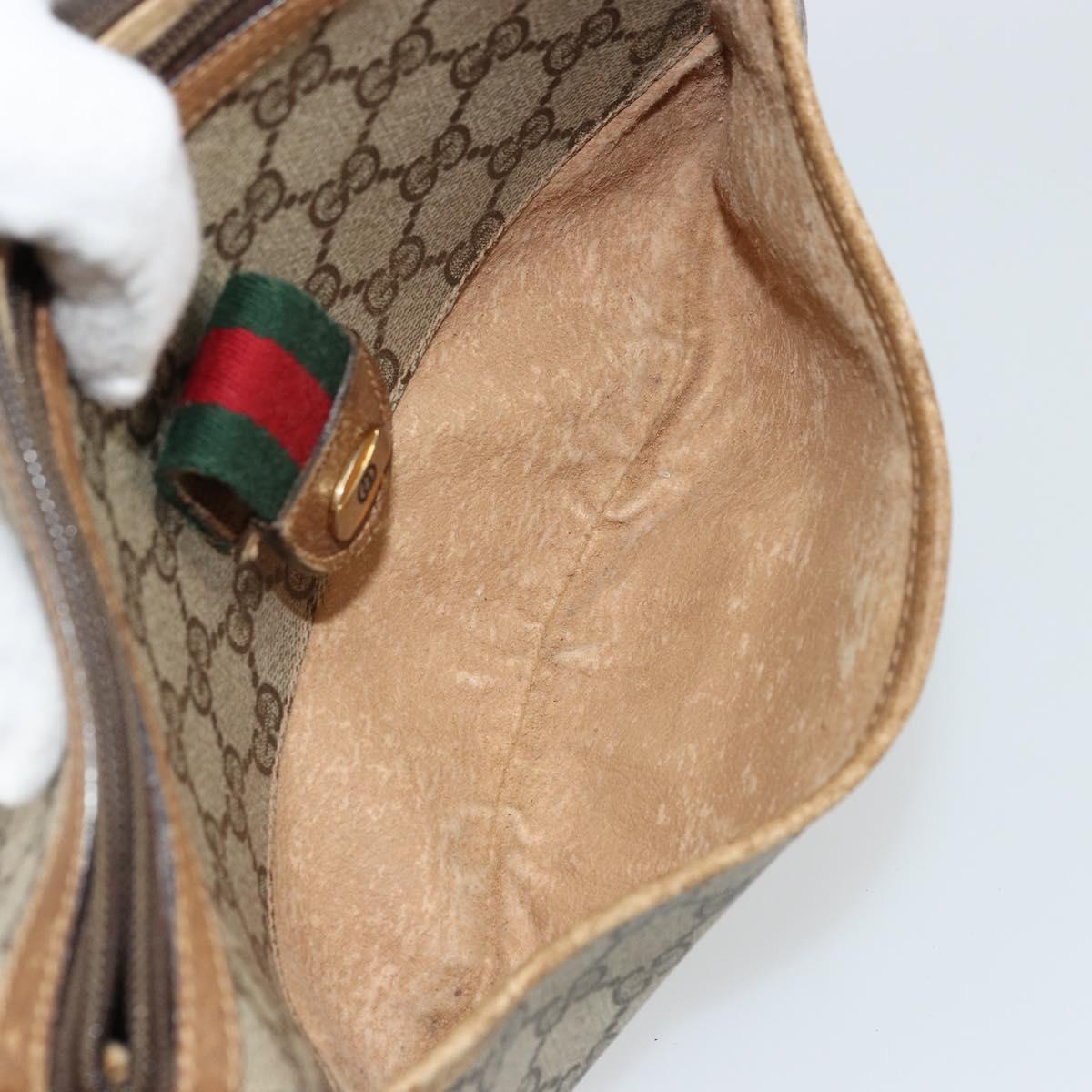 GUCCI GG Supreme Web Sherry Line Bag PVC Beige Gold 89 02 032 Auth 176224