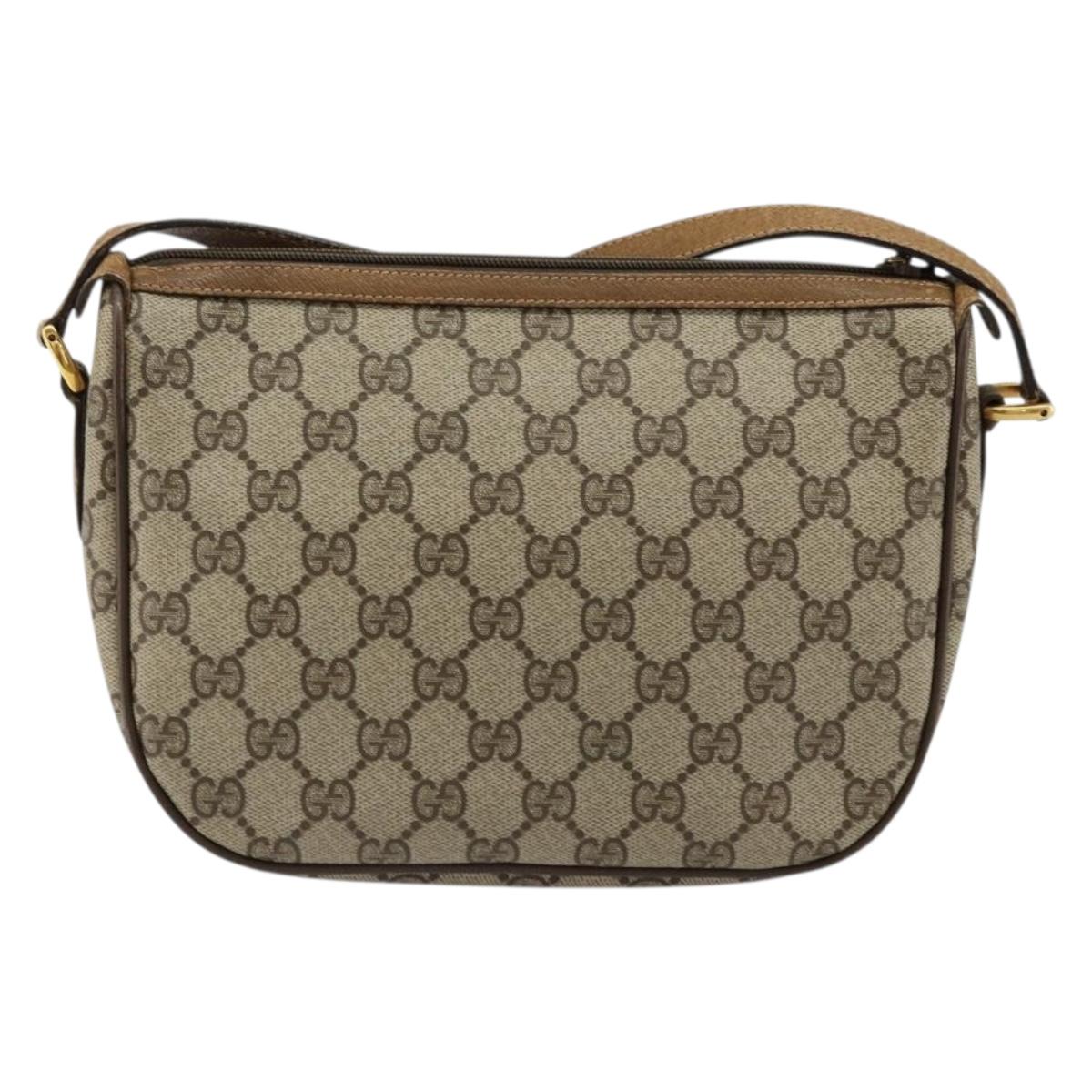 GUCCI GG Supreme Web Sherry Line Bag PVC Beige Gold 89 02 032 Auth 176224