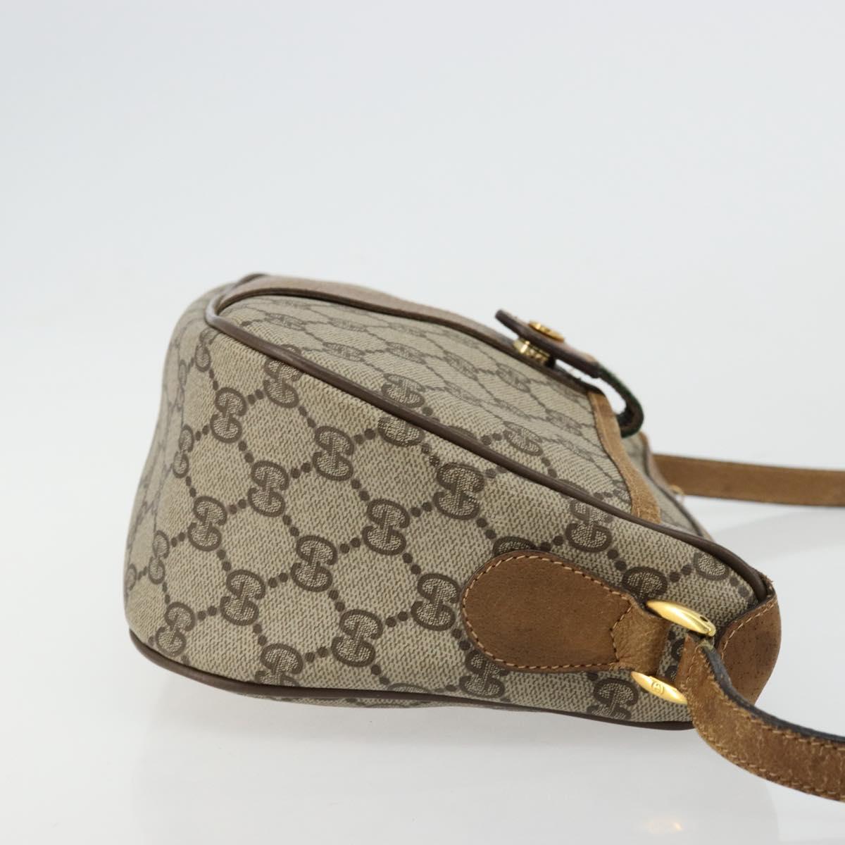 GUCCI GG Supreme Web Sherry Line Bag PVC Beige Gold 89 02 032 Auth 176224