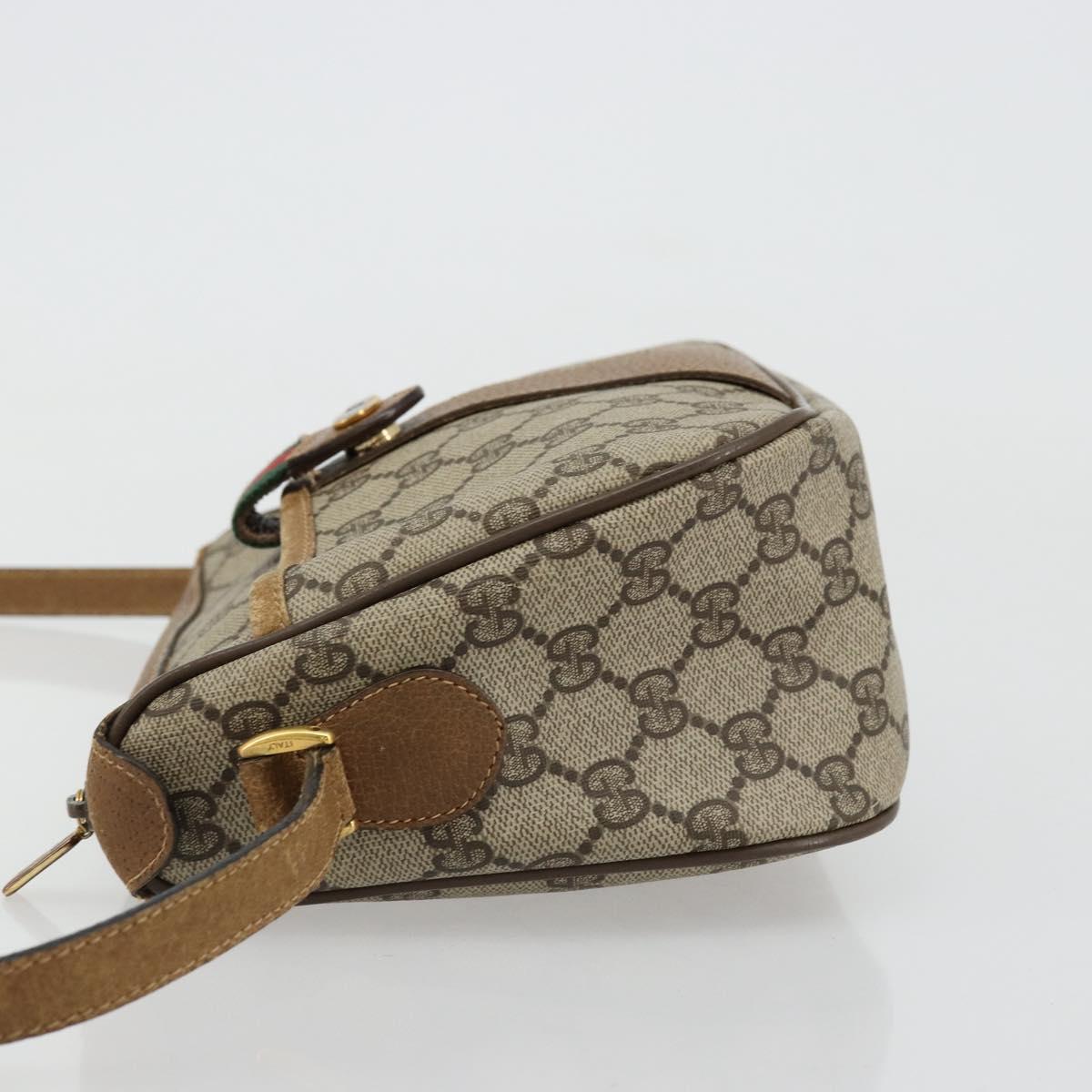 GUCCI GG Supreme Web Sherry Line Bag PVC Beige Gold 89 02 032 Auth 176224