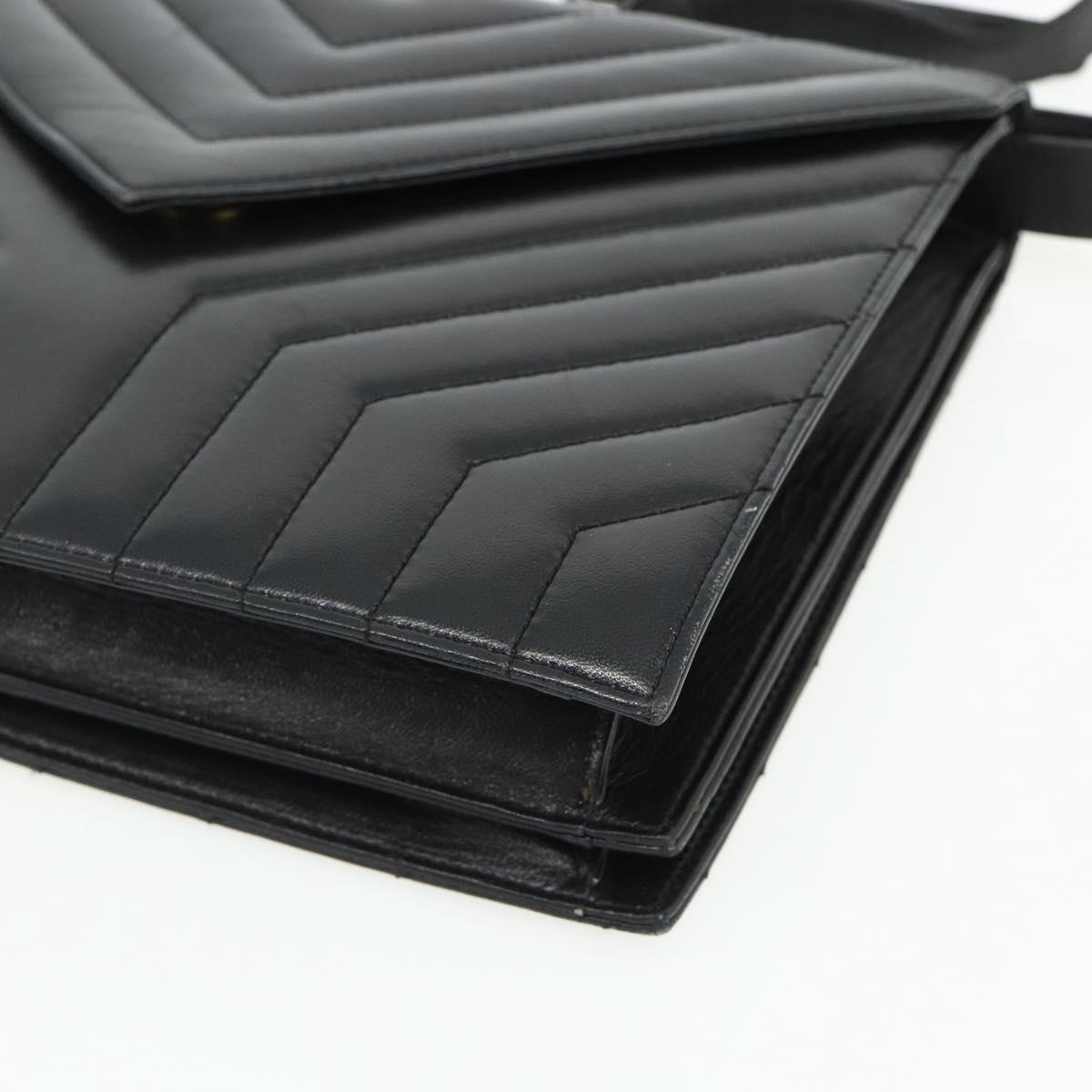 SAINT LAURENT Shoulder Bag Leather Black Silver Auth 176228