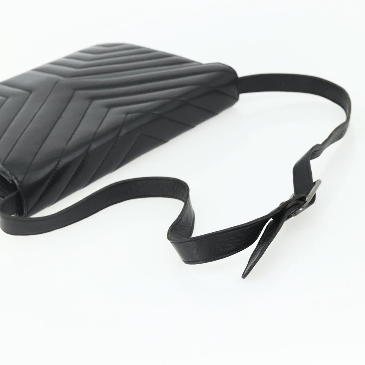 SAINT LAURENT Shoulder Bag Leather Black Silver Auth 176228