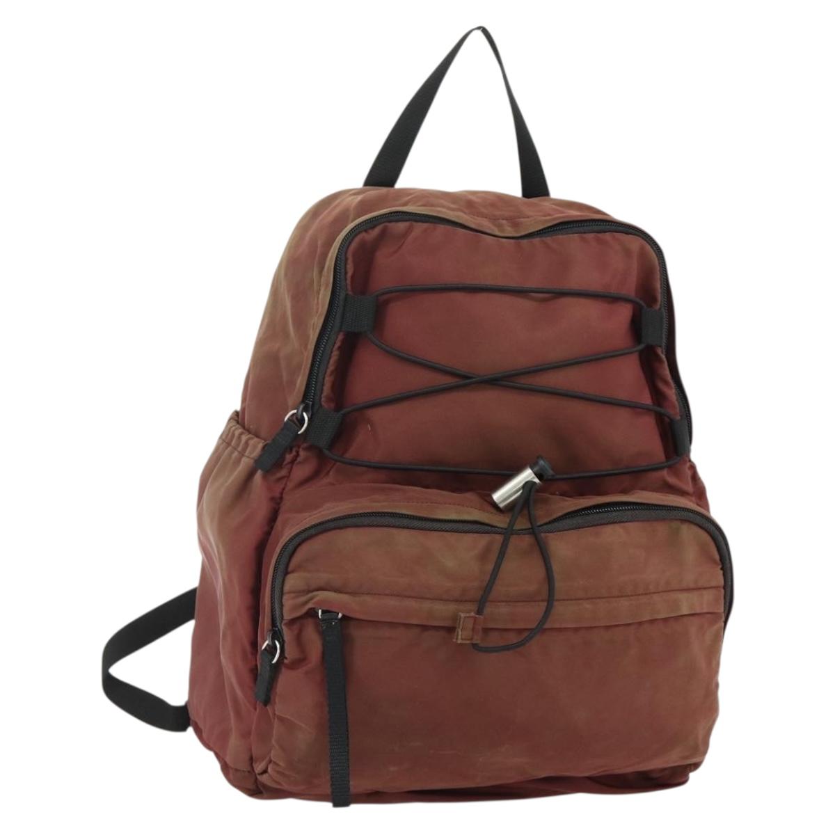 PRADA Backpack Nylon Red Silver Auth 176229