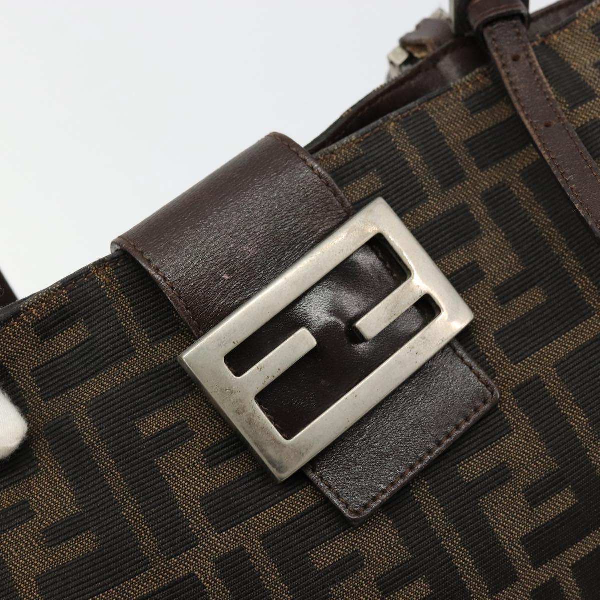 FENDI Zucca Canvas Tote Bag Black Brown Auth 176230