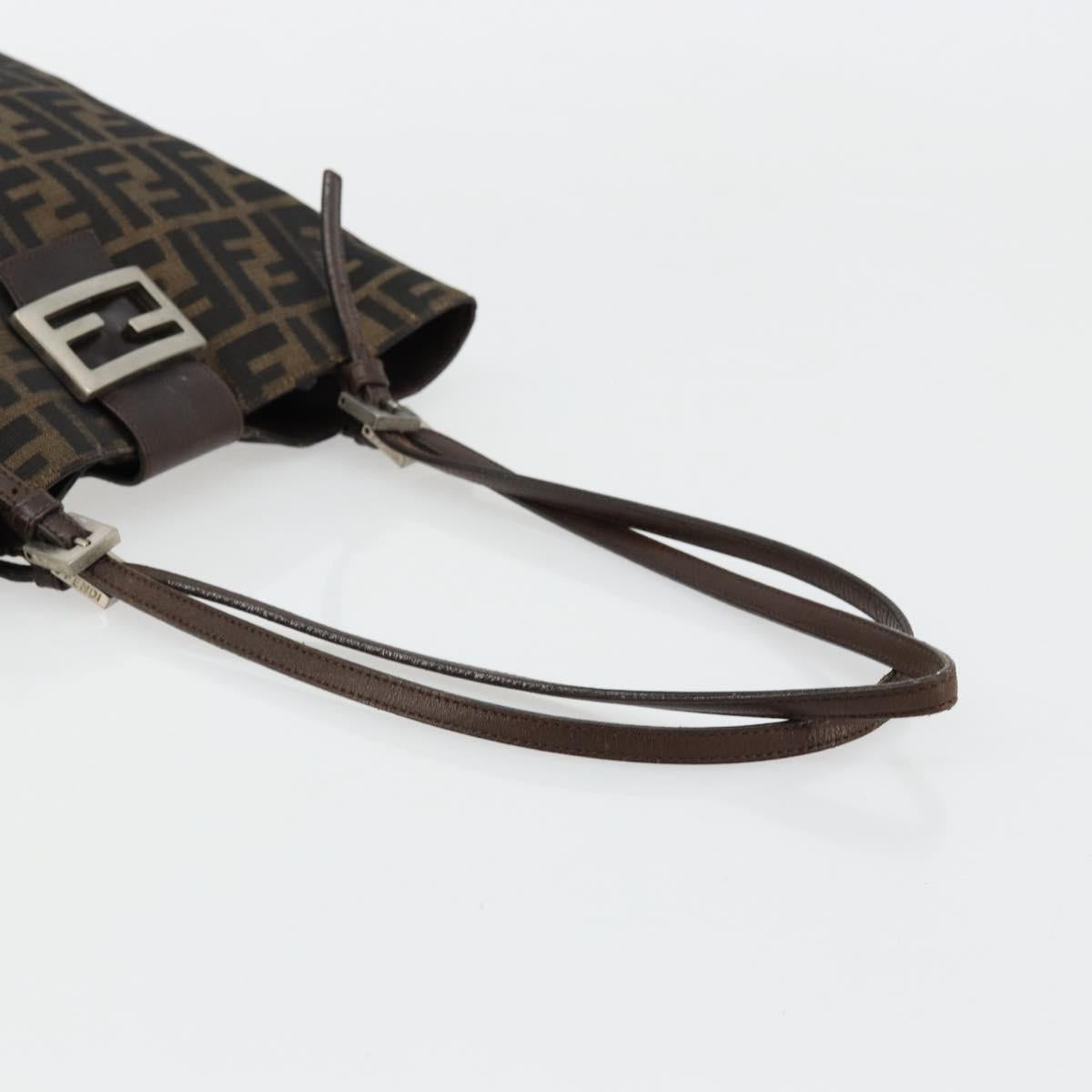 FENDI Zucca Canvas Tote Bag Black Brown Auth 176230