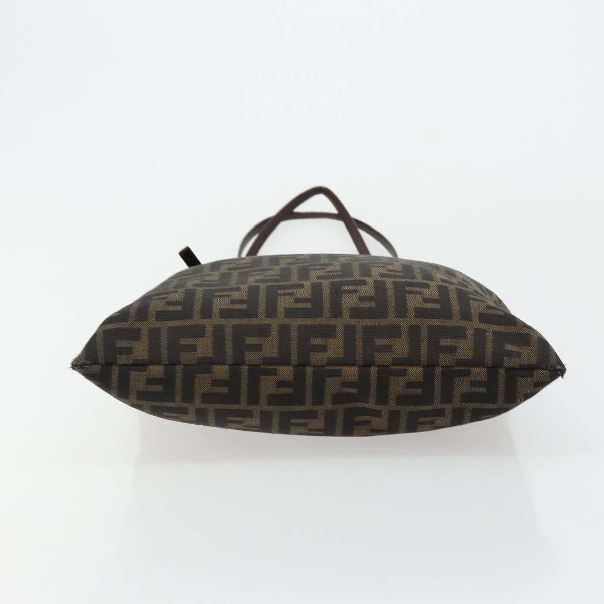 FENDI Zucca Canvas Tote Bag Black Brown Auth 176230
