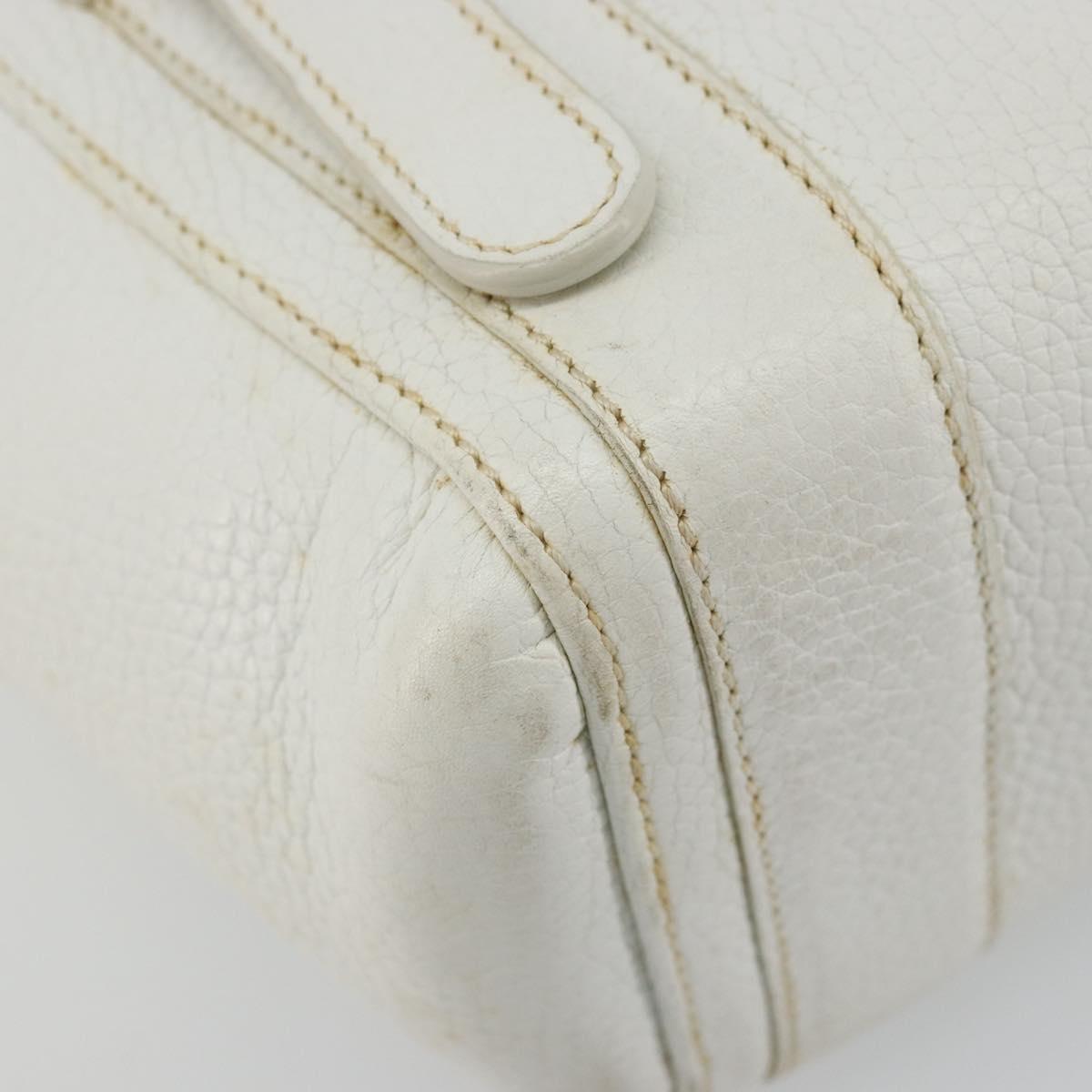 LOEWE Hand Bag Leather White Silver Auth 176235