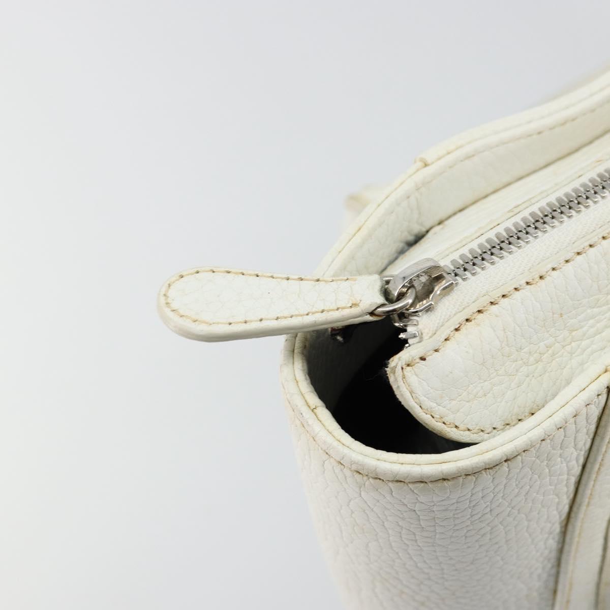 LOEWE Hand Bag Leather White Silver Auth 176235