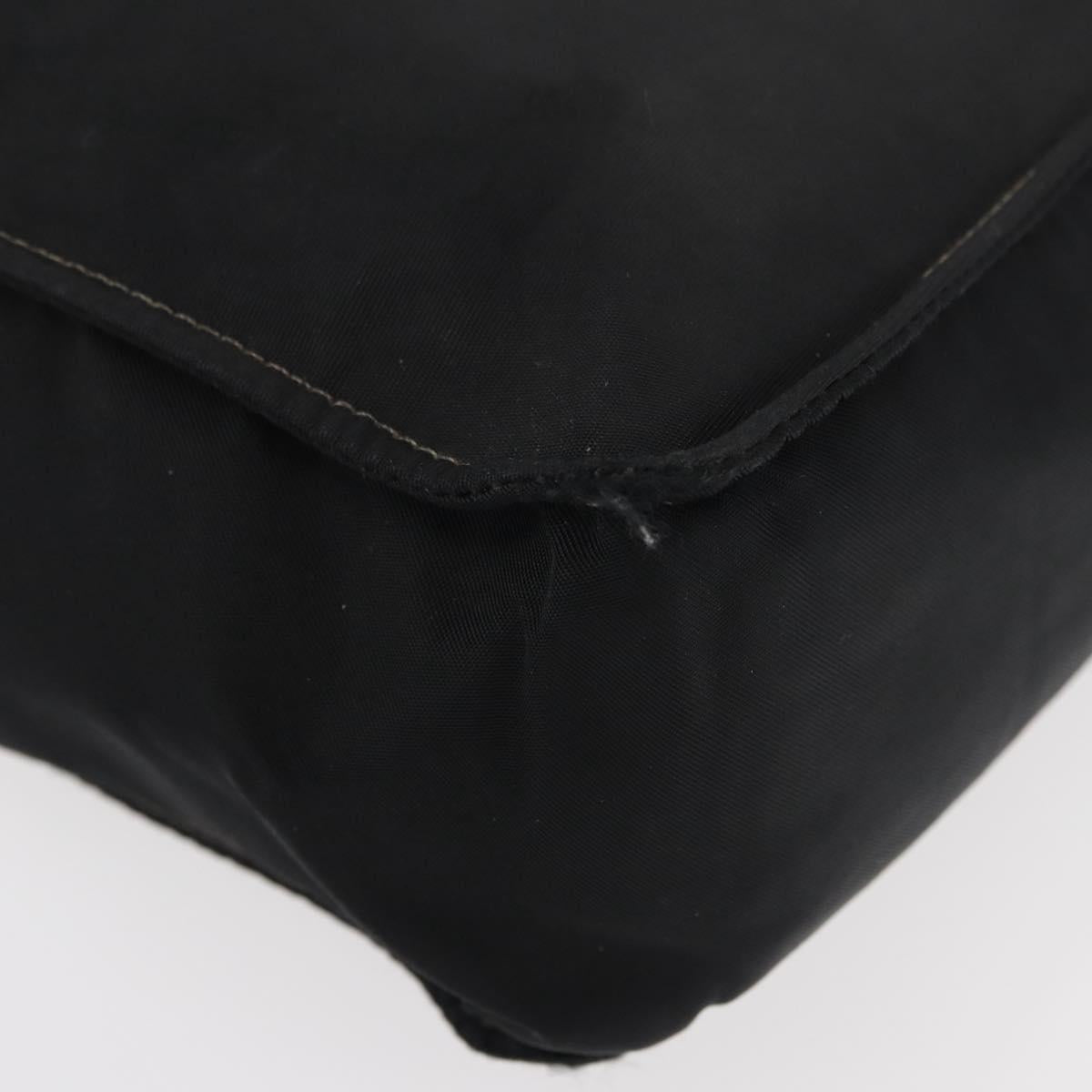 CHANEL Hand Bag Nylon Black Silver CC Auth 176247