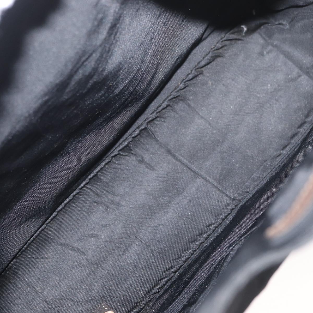CHANEL Hand Bag Nylon Black Silver CC Auth 176247