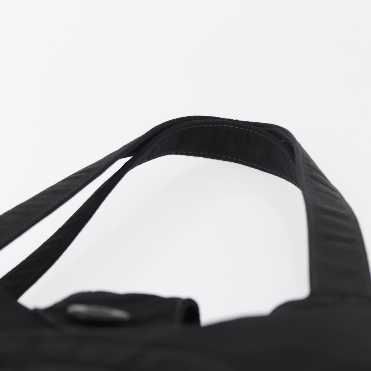 CHANEL Hand Bag Nylon Black Silver CC Auth 176247