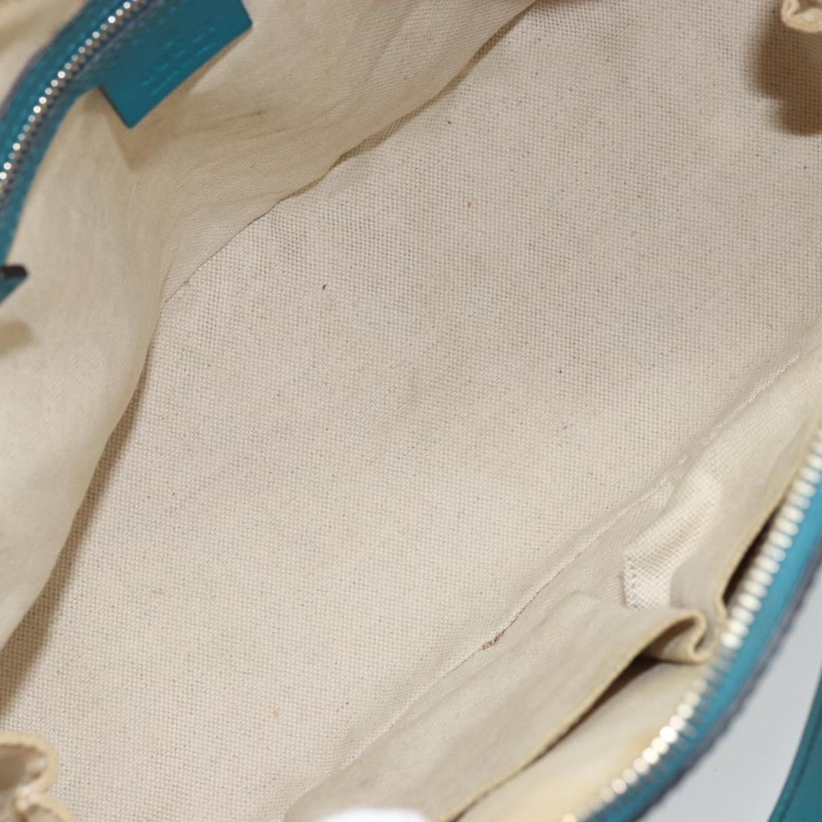GUCCI Micro GG Canvas Bag Patent Leather 2way Turquoise Blue 309617 Auth 176255