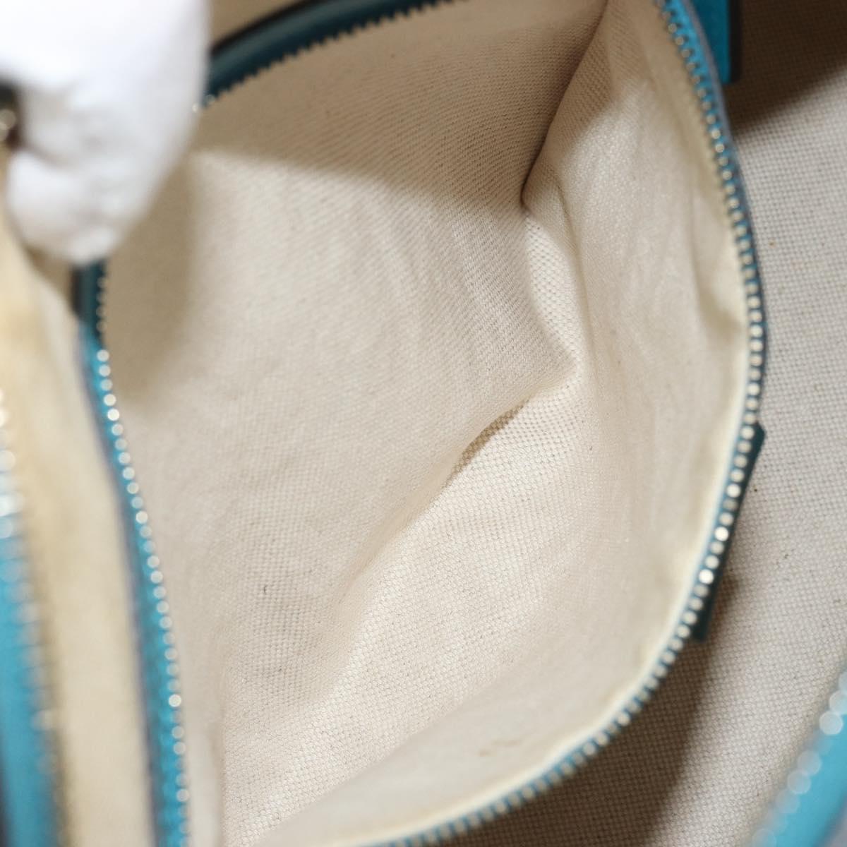GUCCI Micro GG Canvas Bag Patent Leather 2way Turquoise Blue 309617 Auth 176255