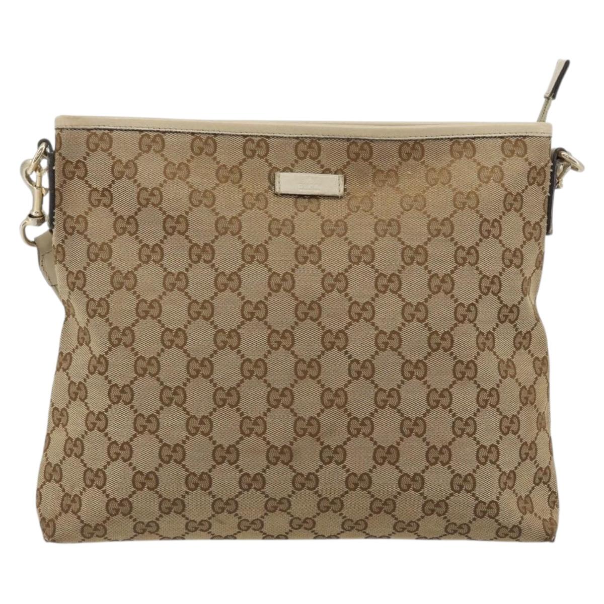 GUCCI GG Canvas Shoulder Bag Beige Gold 388924 Auth 176257