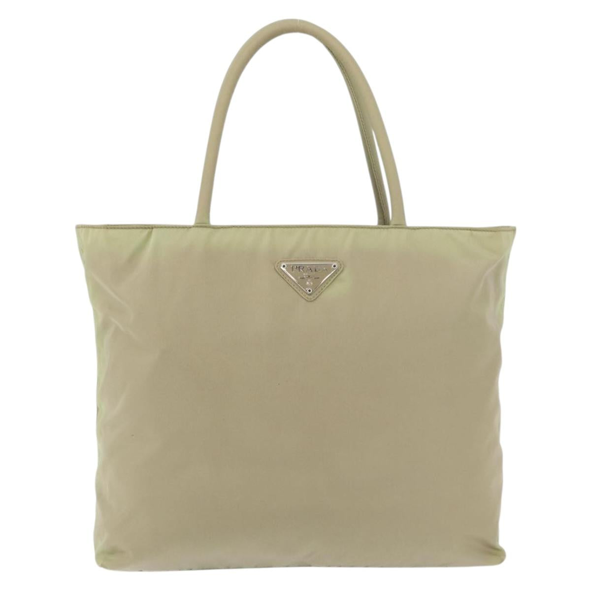 PRADA Hand Bag Nylon Green Silver Auth 176258
