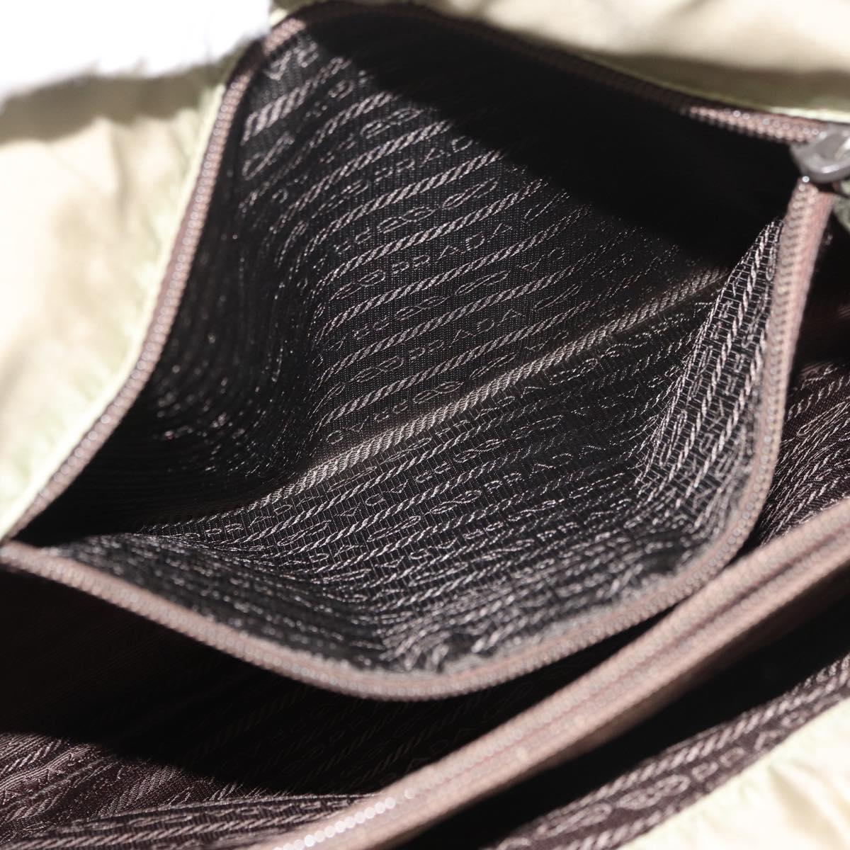 PRADA Hand Bag Nylon Green Silver Auth 176258