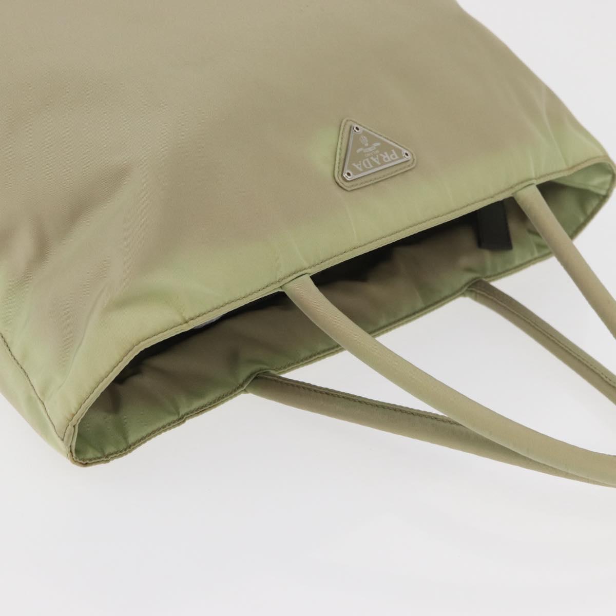 PRADA Hand Bag Nylon Green Silver Auth 176258