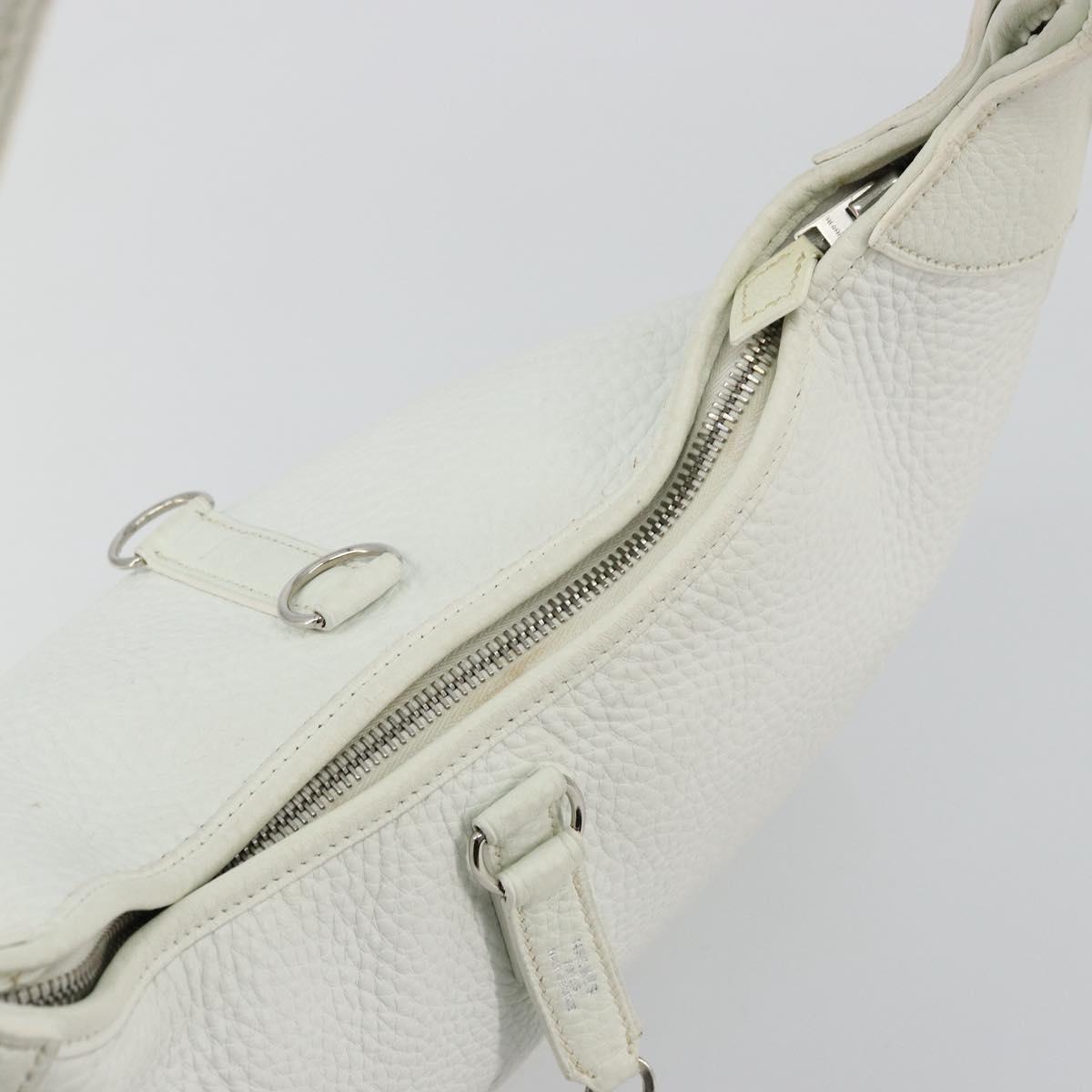 HERMES Trim 35 Shoulder Bag Togo leather White Silver Auth 176262A