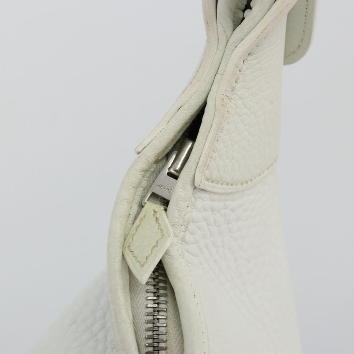 HERMES Trim 35 Shoulder Bag Togo leather White Silver Auth 176262A