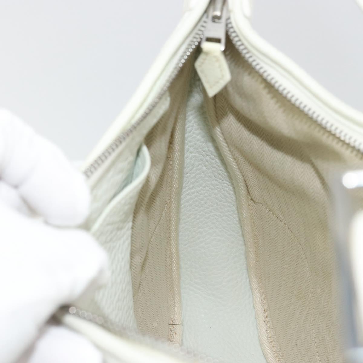 HERMES Trim 35 Shoulder Bag Togo leather White Silver Auth 176262A