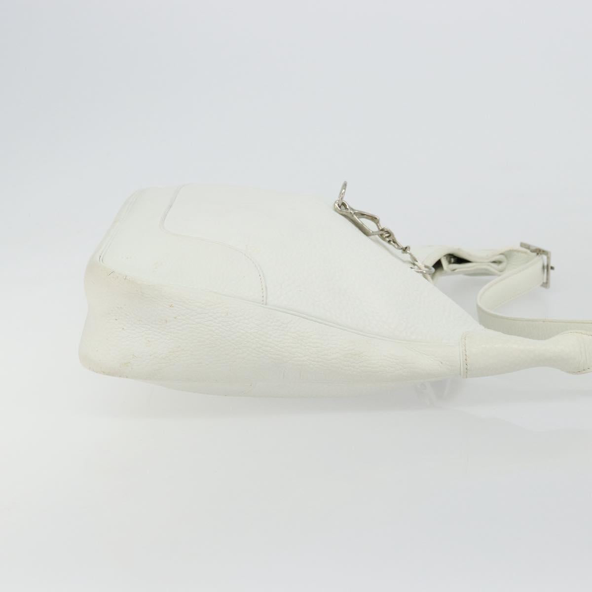 HERMES Trim 35 Shoulder Bag Togo leather White Silver Auth 176262A