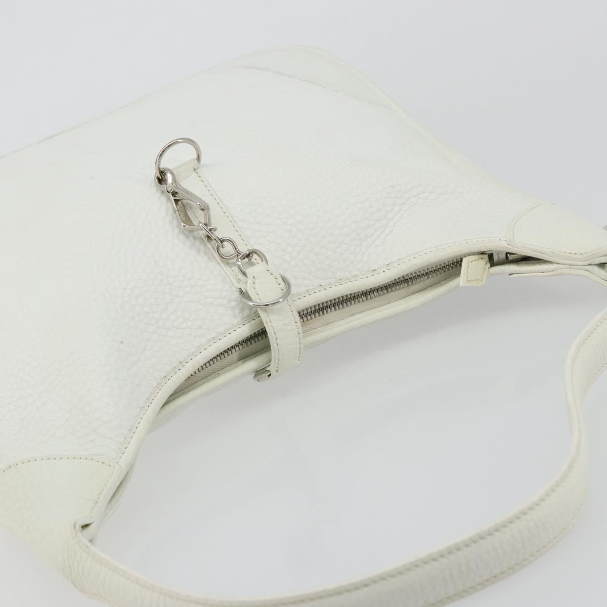 HERMES Trim 35 Shoulder Bag Togo leather White Silver Auth 176262A