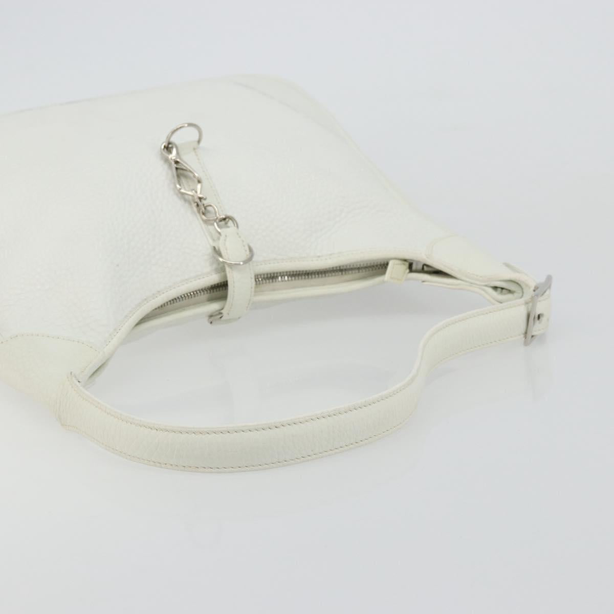 HERMES Trim 35 Shoulder Bag Togo leather White Silver Auth 176262A