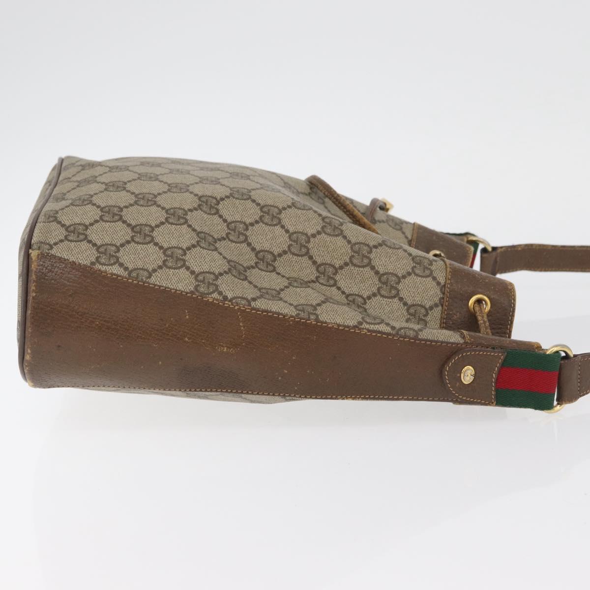 GUCCI GG Supreme Web Sherry Line Bag PVC Beige Gold 72 02 034 Auth 176268