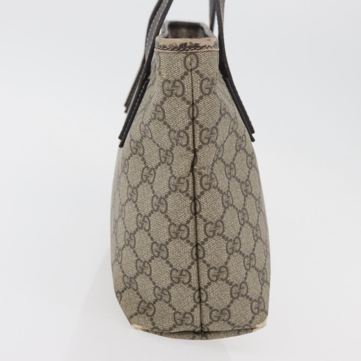 GUCCI GG Supreme Tote Bag PVC Beige Silver 211138 Auth 176269