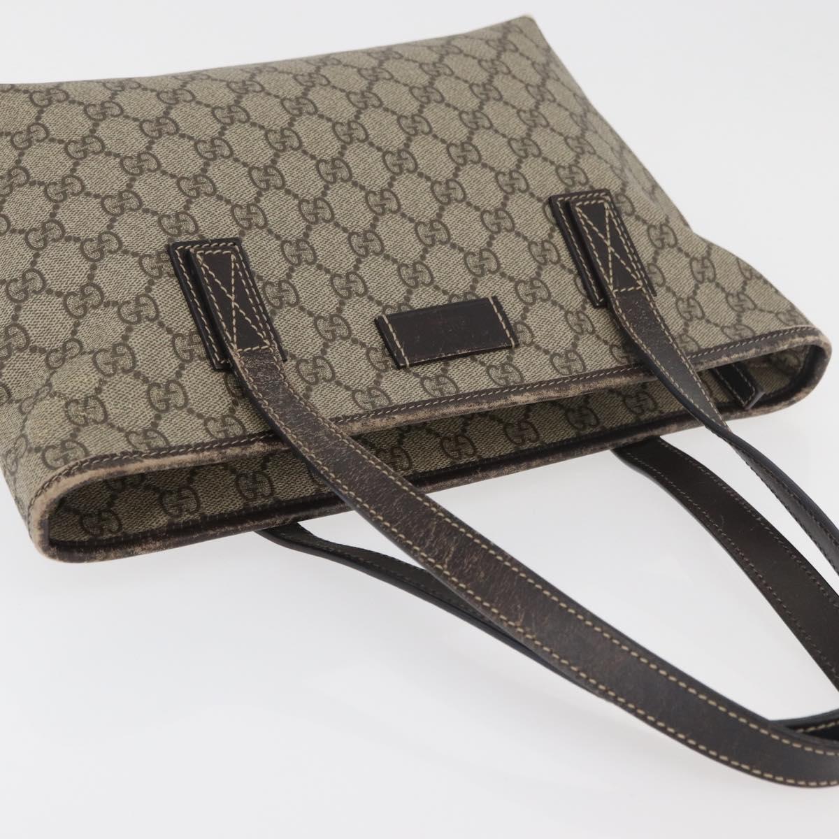 GUCCI GG Supreme Tote Bag PVC Beige Silver 211138 Auth 176269