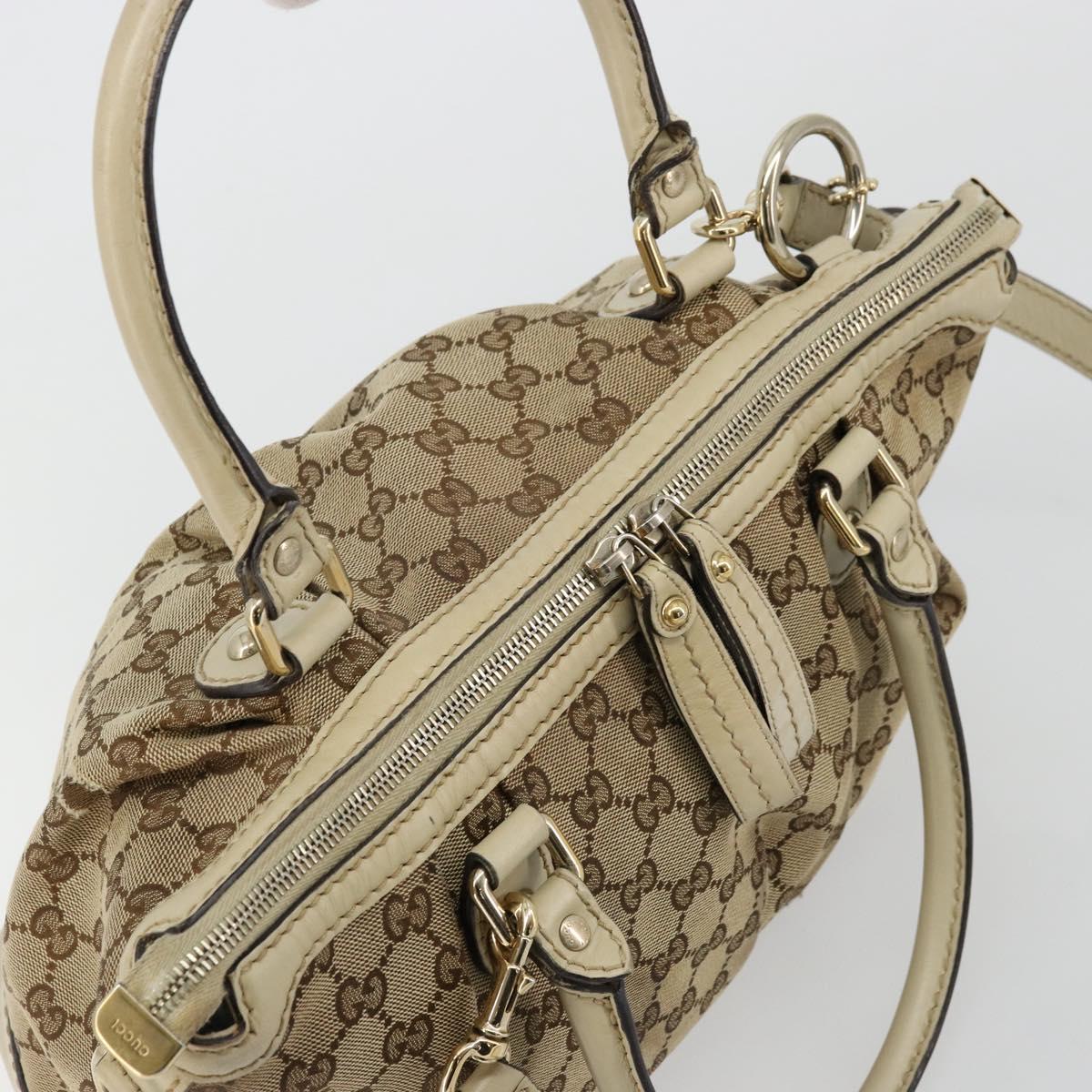 GUCCI GG Canvas Hand Bag 2way Beige Gold 247902 Auth 176270