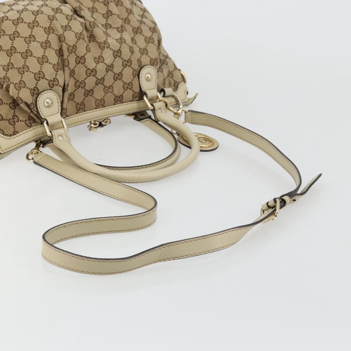 GUCCI GG Canvas Hand Bag 2way Beige Gold 247902 Auth 176270