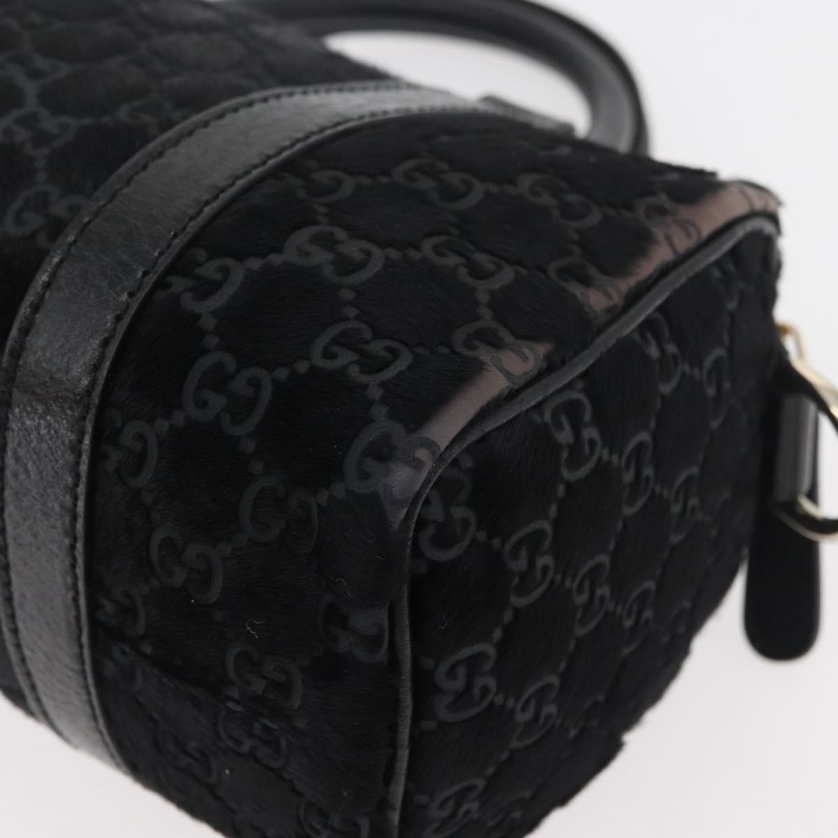 GUCCI GG Canvas Hand Bag Harako leather Black Gold 193604 Auth 176278