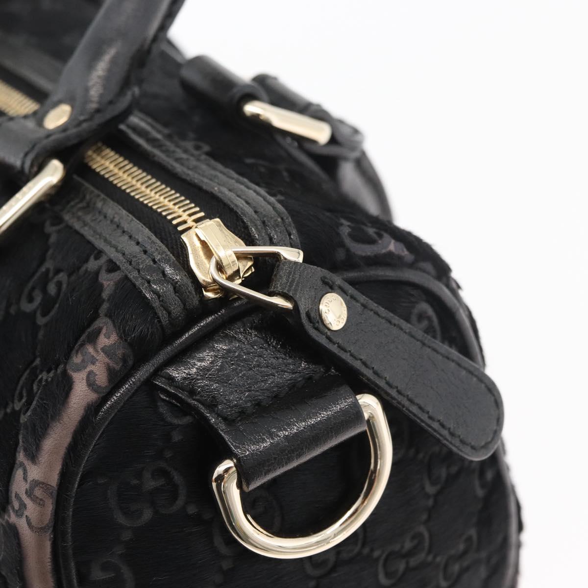 GUCCI GG Canvas Hand Bag Harako leather Black Gold 193604 Auth 176278